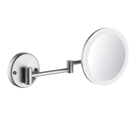 Kibi Circular LED Wall Mount One Side 5x Magnifying Make Up Mirror - Brushed Nickel KMM102BN